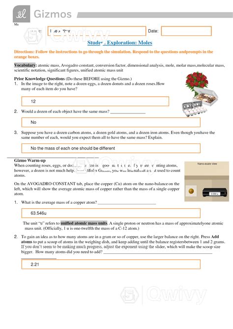 Gizmos student exploration moles answer key - Moles answer key preview 2 out of 8 pages getting your document ready. Web gizmos student exploration: Web Gizmos Student Exploration: Web in the moles gizmo, you will learn about a unit used to count atoms. Web study with quizlet and memorize flashcards containing terms like the jars below, from l to r, each contain exactly one mole …